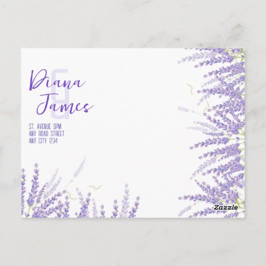 Bruiloft Lavendel stijl RSVP kaart (Achterkant)