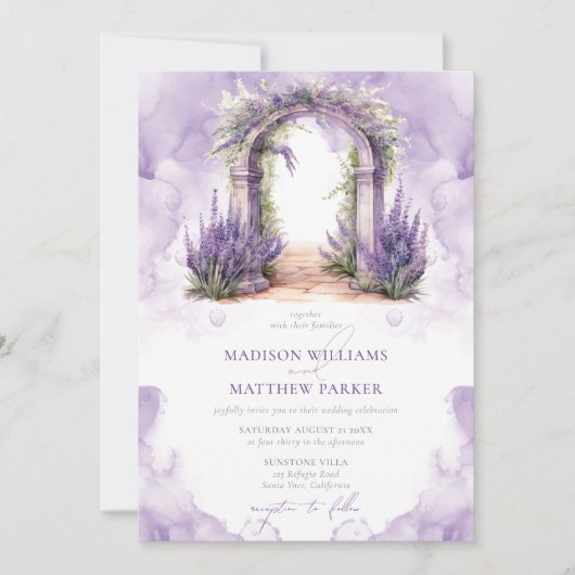 Bruiloft Lavendel Tuin QR Code RSVP Kaart (Voorkant)