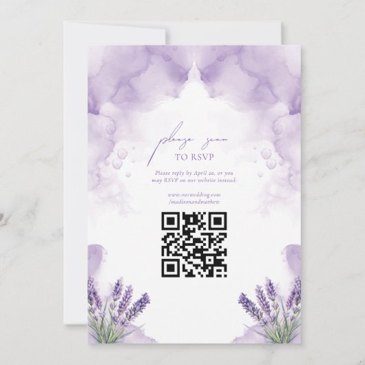 Bruiloft Lavendel Tuin QR Code RSVP Kaart (Achterkant)