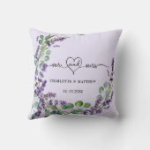 Bruiloft lavendel violette krans meneer mevrouw na kussen (Achterkant)