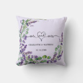 Bruiloft lavendel violette krans meneer mevrouw na kussen (Voorkant)