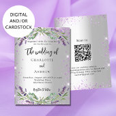 Bruiloft lavendel zilver eucalyptus QR-code RSVP Kaart