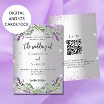 Bruiloft lavendel zilver eucalyptus QR-code RSVP