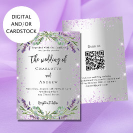 Bruiloft lavendel zilver eucalyptus QR-code RSVP Kaart