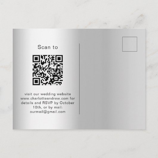 Bruiloft lavendel zilver eucalyptus QR-code RSVP Uitnodiging Briefkaart (Achterkant)