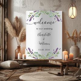 Bruiloft lavendel zilver eucalyptus welkom poster