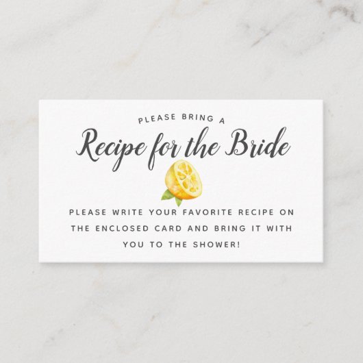 Bruiloft Lemon Thema Recept Kaart (Voorkant)