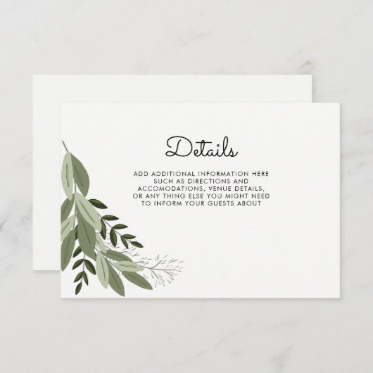 Bruiloft lente details kaart (Voorkant / Achterkant)