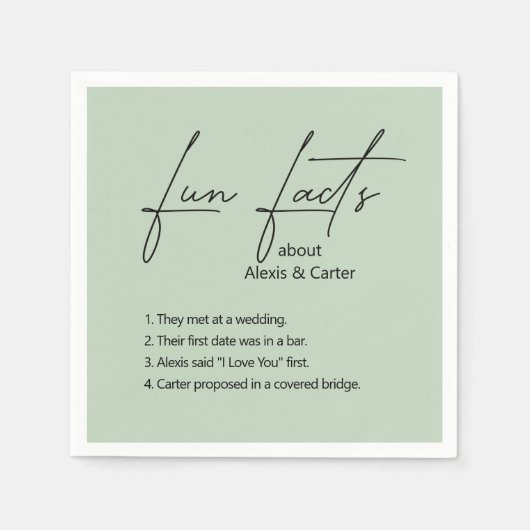 Bruiloft Leuke Feiten Op Sage Servet (Voorkant)