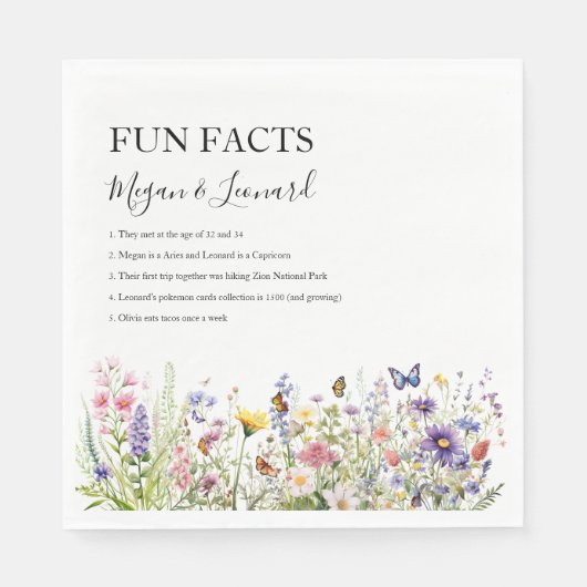 Bruiloft Leuke feiten wildflower tuin bloemig Servet (Voorkant)