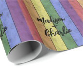 Bruiloft LGBT vlag pride aangepaste namen Cadeaupapier (Rol Hoek)