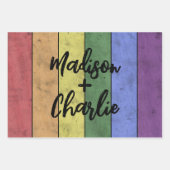 Bruiloft LGBT vlag pride  aangepaste namen Inpakpapier Vel (Voorkant 3)