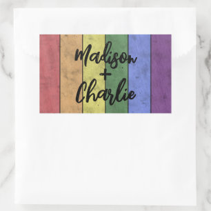 Bruiloft LGBT vlag pride aangepaste namen Rechthoekige Sticker