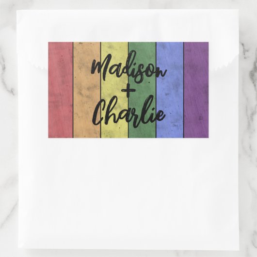 Bruiloft LGBT vlag pride  aangepaste namen Rechthoekige Sticker (Tas)