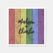 Bruiloft LGBT vlag pride  aangepaste namen Servet (Voorkant)