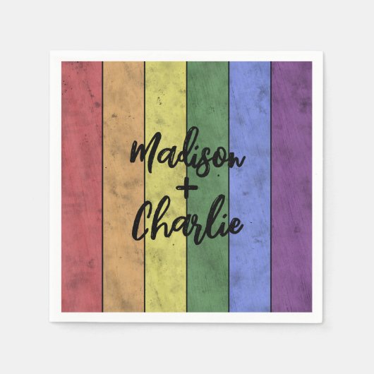 Bruiloft LGBT vlag pride  aangepaste namen Servet (Voorkant)