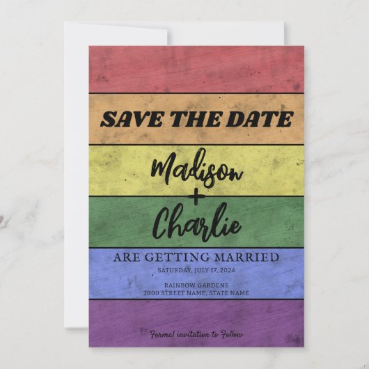 Bruiloft LGBT vlag pride  Save the Date Kaart (Voorkant)
