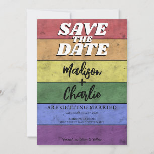 Bruiloft LGBT vlag pride  Save the Date Kaart
