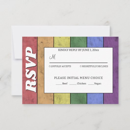 Bruiloft LGBT vlag pride Save the Date RSVP Kaartje (Voorkant)