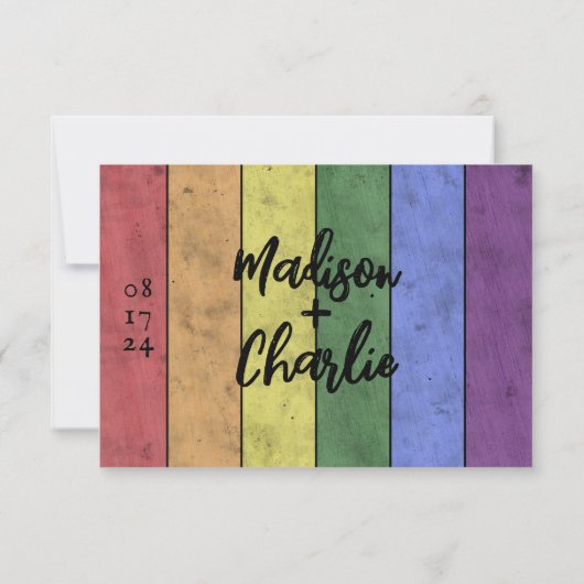 Bruiloft LGBT vlag pride  Save the Date RSVP Kaartje (Achterkant)