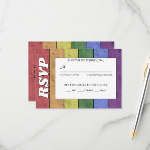 Bruiloft LGBT vlag pride  Save the Date RSVP Kaartje