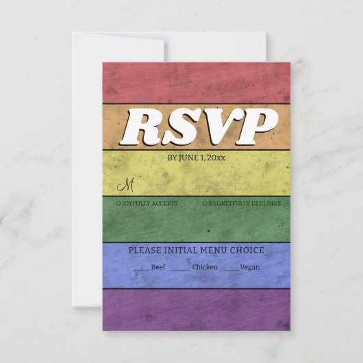 Bruiloft LGBT vlag pride  Save the Date RSVP Kaartje (Voorkant)