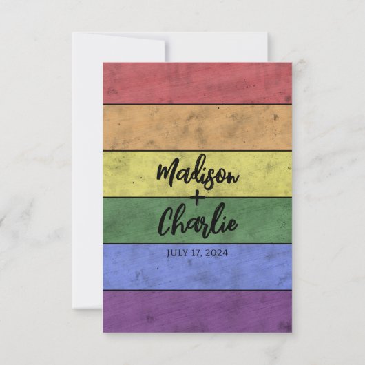 Bruiloft LGBT vlag pride  Save the Date RSVP Kaartje (Achterkant)