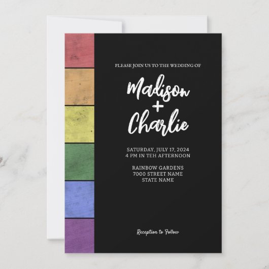 Bruiloft LGBT vlag pride  Script typografie Kaart (Voorkant)