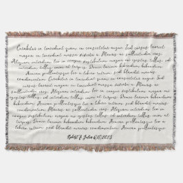 Bruiloft lied lyrische cadeau deken