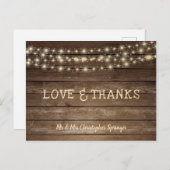 Bruiloft Liefde en Bedankt Rustieke Wood String Li Briefkaart (Voorkant / Achterkant)