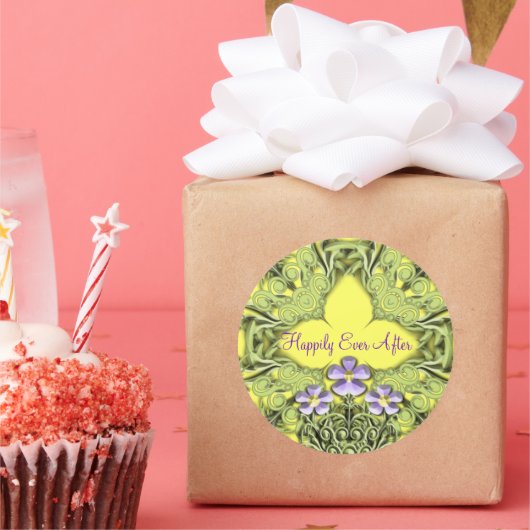 Bruiloft liefde gelukkig ooit daarna ronde sticker (Feest)