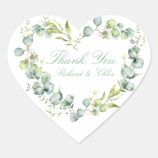 Bruiloft Liefde Hart Sticker Rustiek Botanisch Mod (Voorkant)