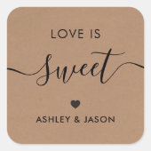 Bruiloft Liefde is Lief Sticker, Bruiloft Label, K Vierkante Sticker (Voorkant)