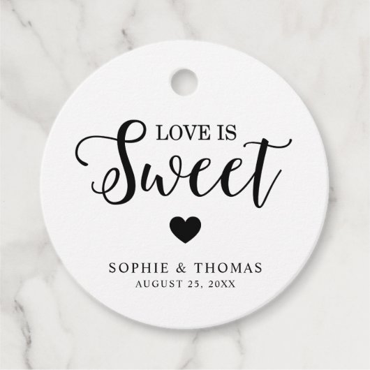 Bruiloft Liefde is Zoet Rond Bedankjes Labels (Voorkant)