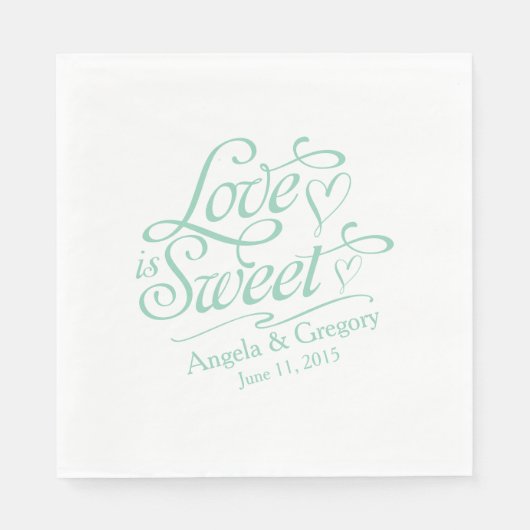 Bruiloft | Liefde is zoet Snoep Buffet Mint Green Servet (Voorkant)