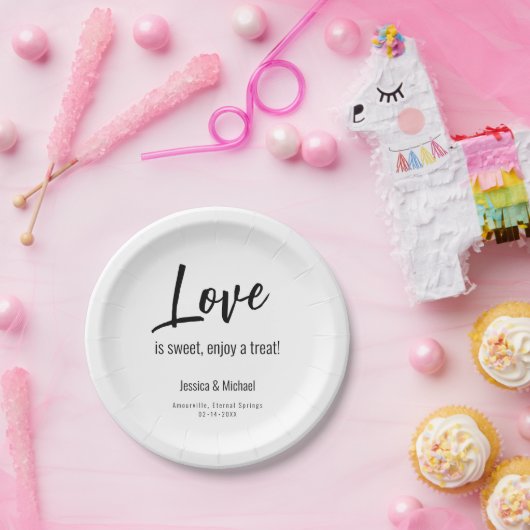 💍 bruiloft liefde minimalistisch elegant papieren bordje (Feest)