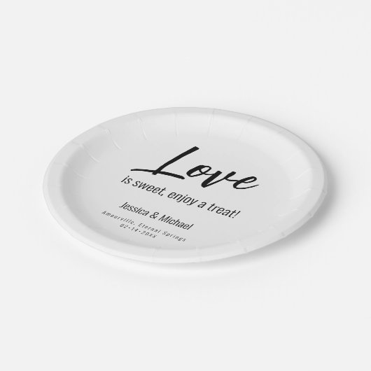 💍 bruiloft liefde minimalistisch elegant papieren bordje (Gekanteld)