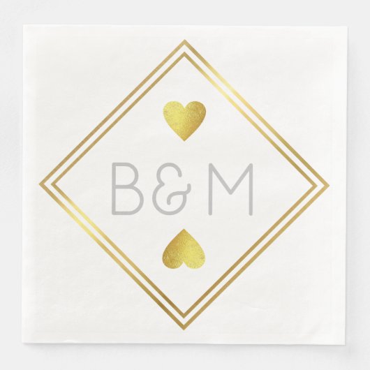 Bruiloft Liefde Monogram vierkant Servet (Voorkant)