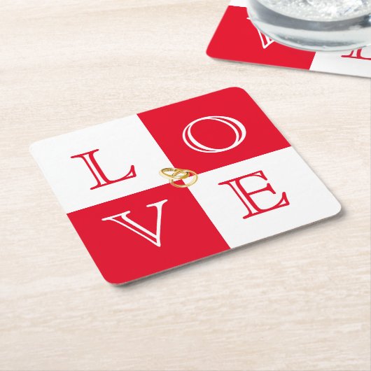 Bruiloft Liefde Papier Onderzetter Set (Schuin)