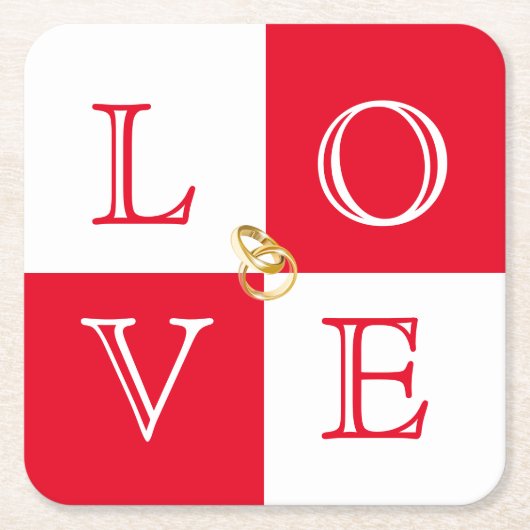 Bruiloft Liefde Papier Onderzetter Set (Voorkant)