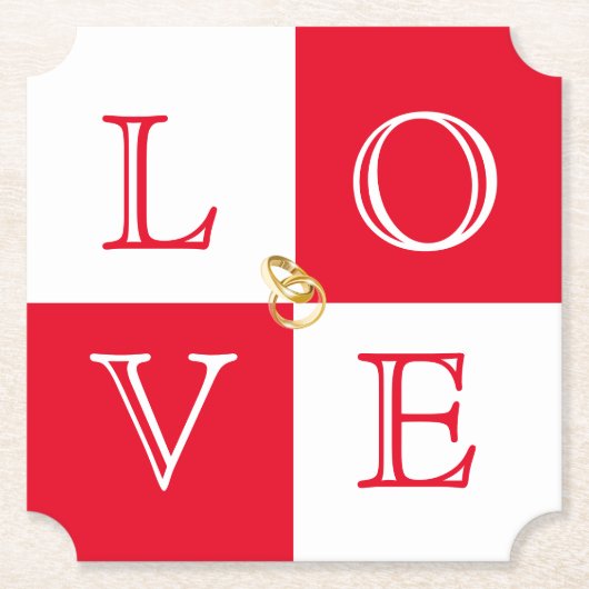 Bruiloft Liefde Papier Onderzetter Set (Voorkant)