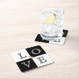 Bruiloft Liefde Papier Onderzetter Set