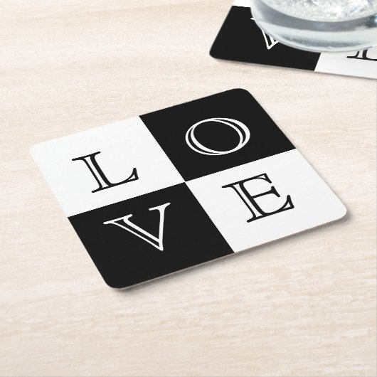 Bruiloft Liefde Papier Onderzetter Set (Schuin)