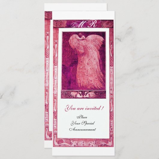 BRUILOFT LIEFDE PAUW MONOGRAM Roze Wit Programma Programmakaart (Voorkant / Achterkant)