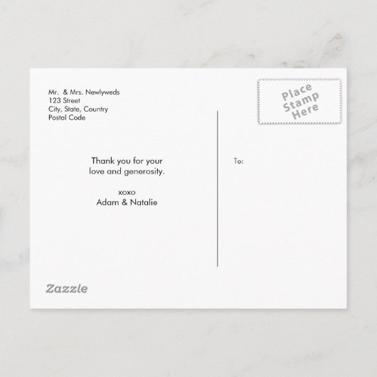 Bruiloft Liefde Script Aangepaste fotonamen Aankondigingskaart (Achterkant)