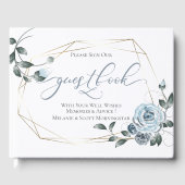 Bruiloft | Lijst "blauwe Floral Gold" Gastenboek (Voorkant)