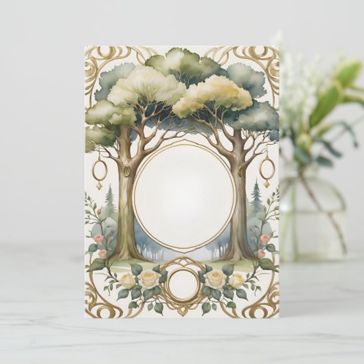 Bruiloft lijst bloemenfantasie romantisch kaart (Staand voorkant)