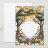 Bruiloft lijst goud en bloemen magie kaart (Voorkant / Achterkant)