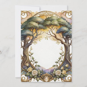 Bruiloft lijst goud en bloemen magie kaart