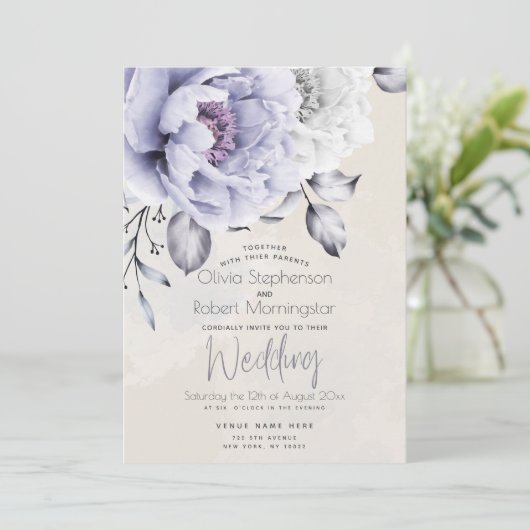 BRUILOFT | Lila Rustische en paasmakerij Floral Kaart (Staand voorkant)